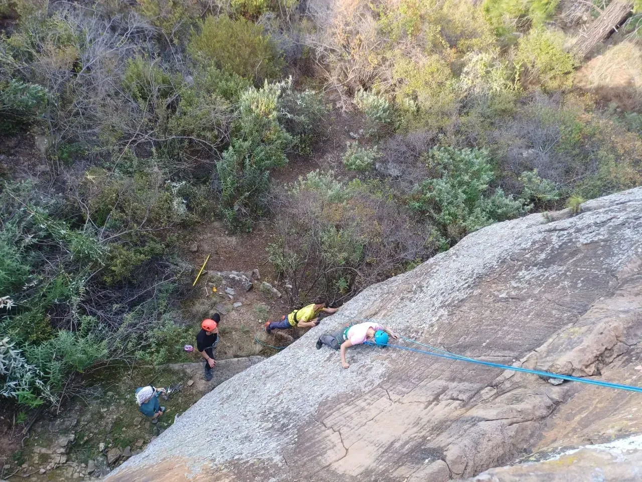 The abseiling route down the koppie face