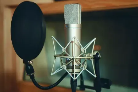 Studio microphone during a recording session